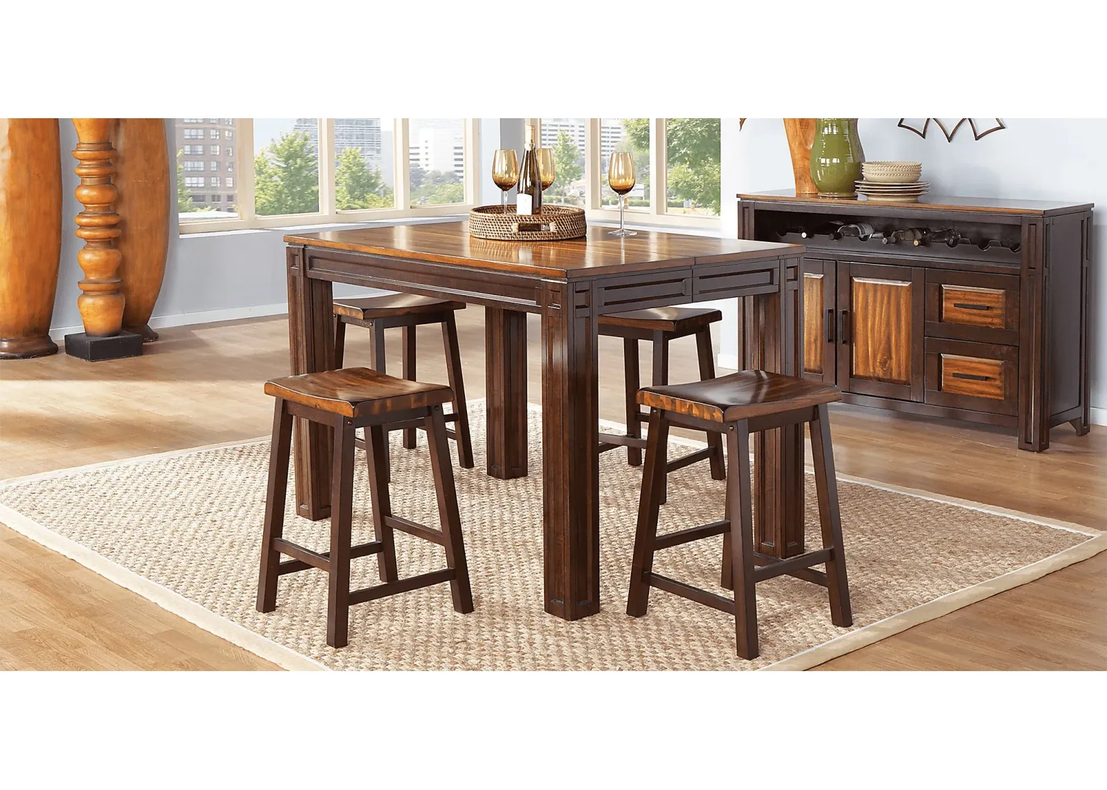 Adelson Chocolate 5 Pc Counter Height Dining Room by Rooms To Go Furniture