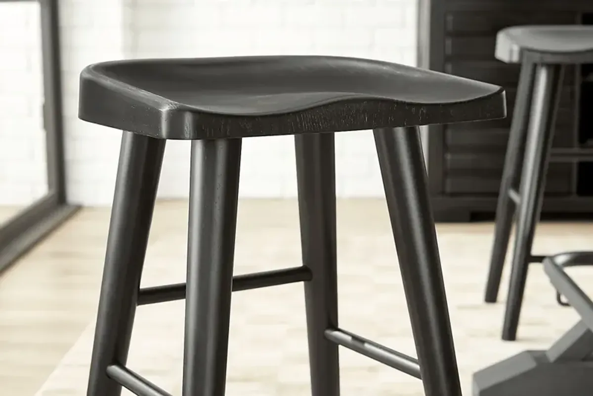 Creston Point Black 5 Pc Counter Height Dining Room with Tractor Stools