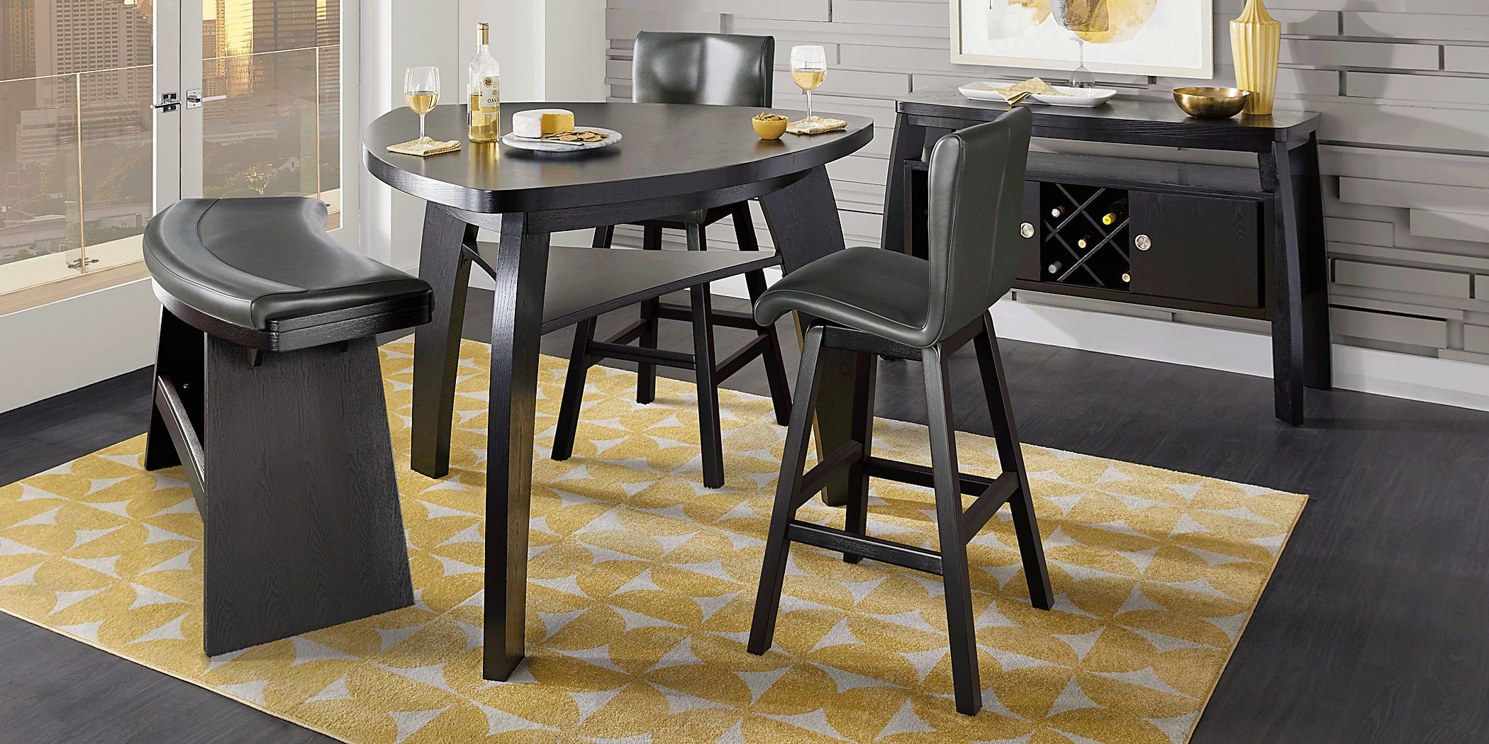 Cider Creek Chocolate 4 Pc Counter Height Dining Room With Gray Stools