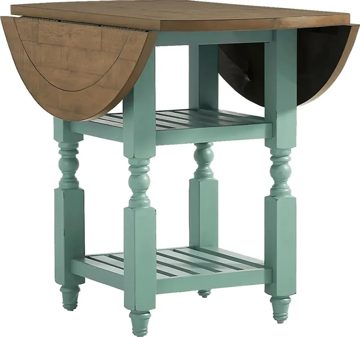 Spring Cottage Blue Round Counter Height Drop Leaf Dining Table