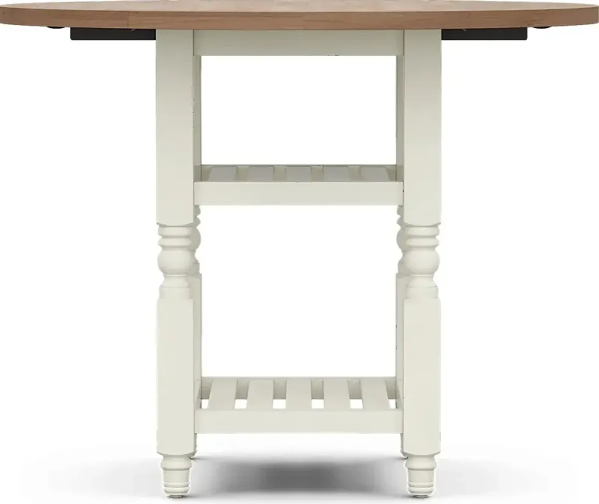 Spring Cottage White Round Counter Height Drop Leaf Dining Table