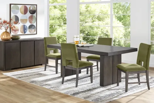 Angelica Brown 6 Pc Dining Room with Green Side Chairs