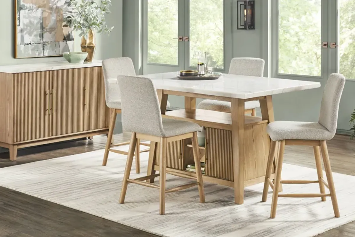 Viola Natural 5 Pc Counter Height Marble Top Dining Room