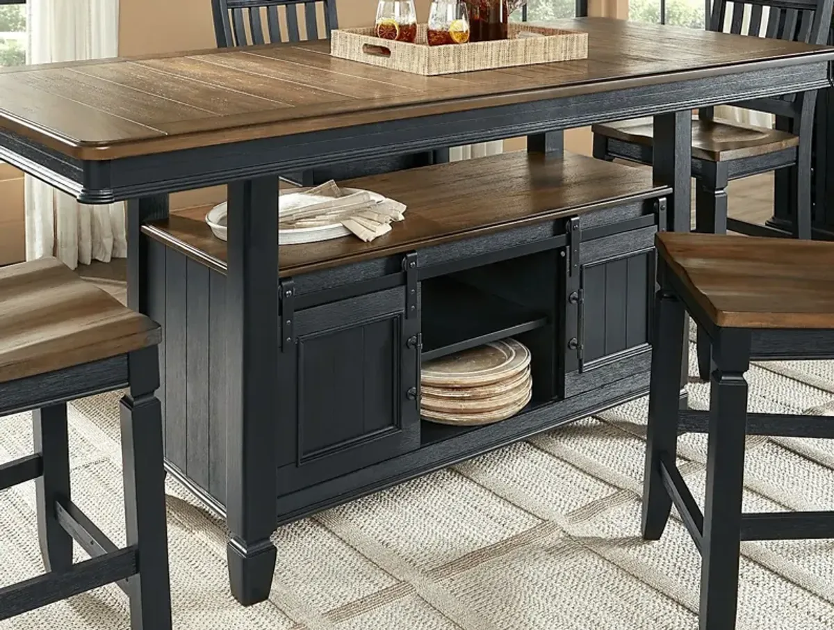 Country Lane Black 5 Pc Counter Height Storage Dining Room with Slat Back Stools