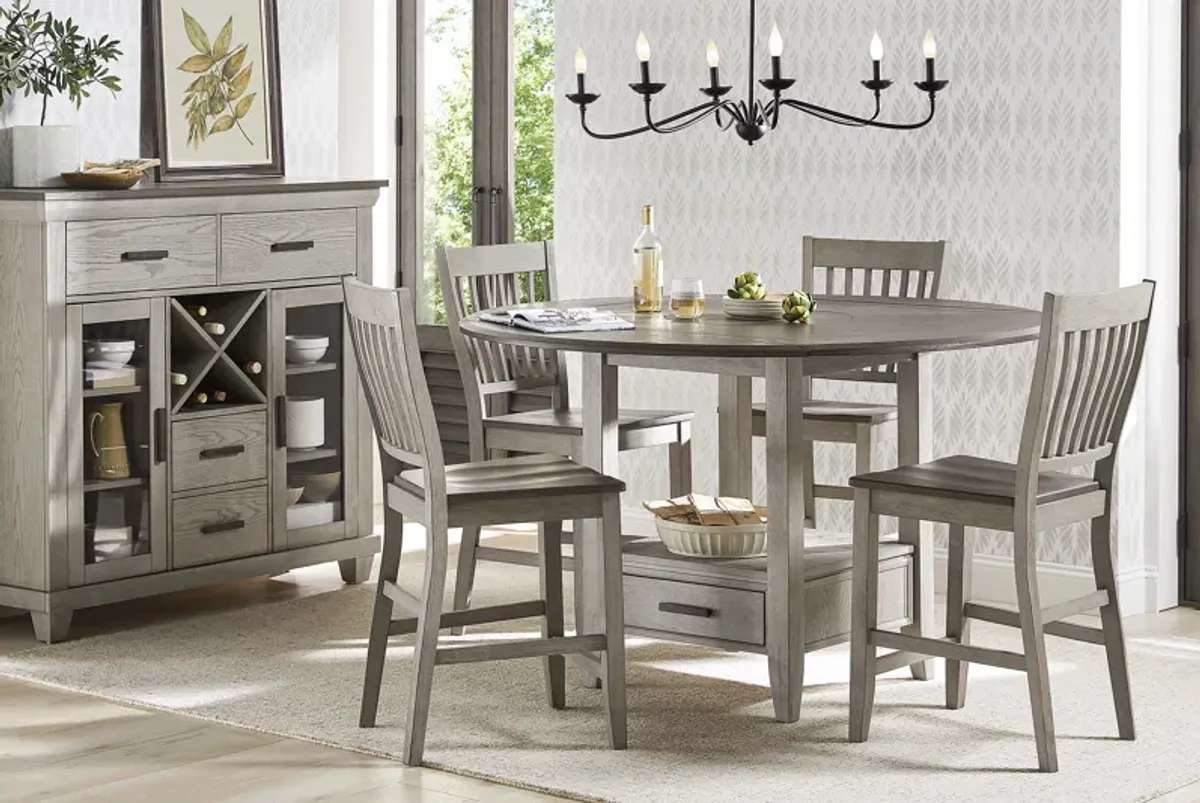 North Fork Gray 5 Pc Counter Height Drop Leaf Dining Room