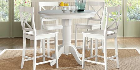 Brynwood White 5 Pc Counter Height Dining Set with White Stools