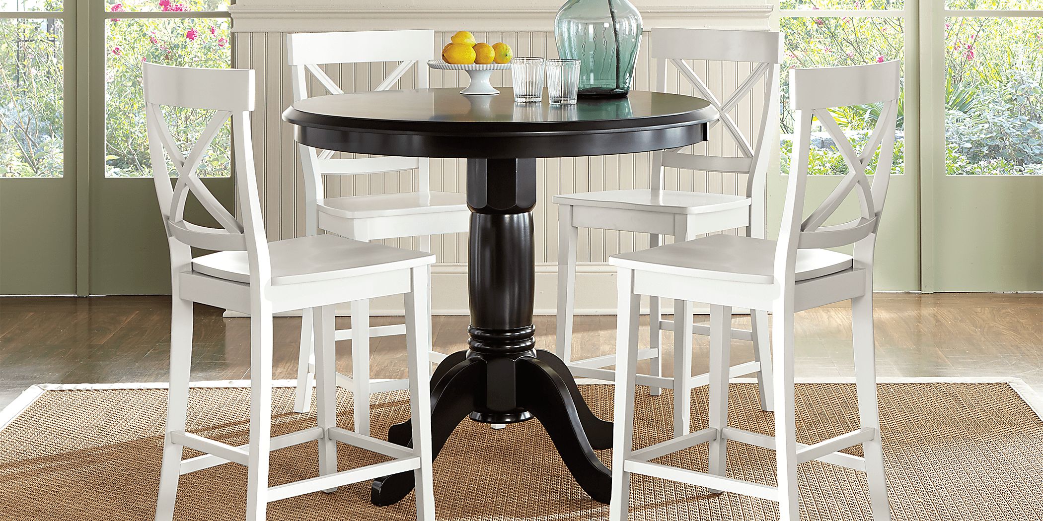 Brynwood Black 5 Pc Counter Height Dining Set with White Stools
