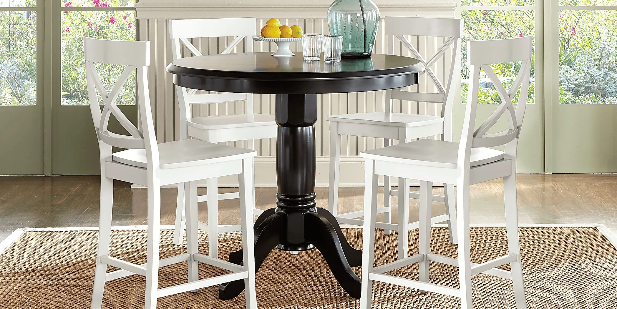 Brynwood Black 5 Pc Counter Height Dining Set with White Stools