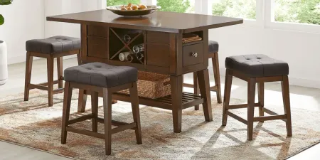 Walstead Place Brown 5 Pc Counter Height Dining Room with Brown Kyoto Stools