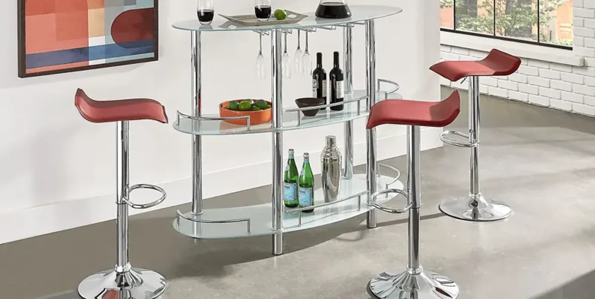 Searcy Platinum 3 Pc Bar Set with Red Stools