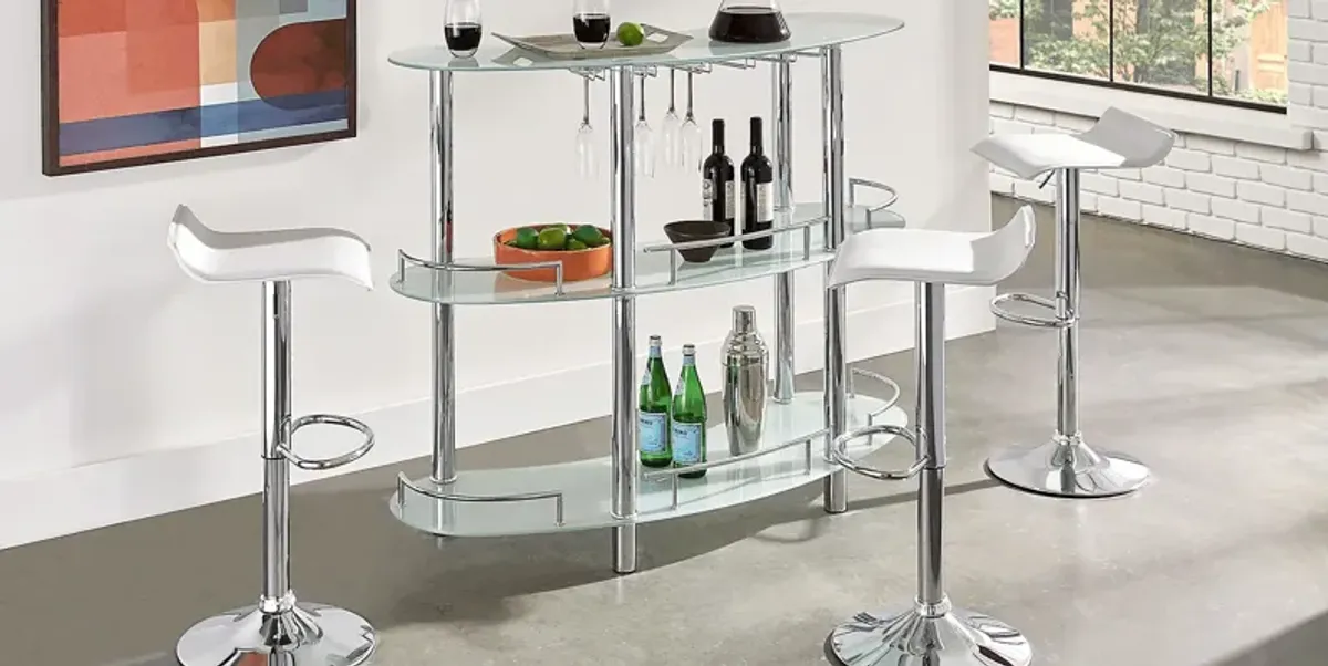 Searcy Platinum 3 Pc Bar Set with White Stools