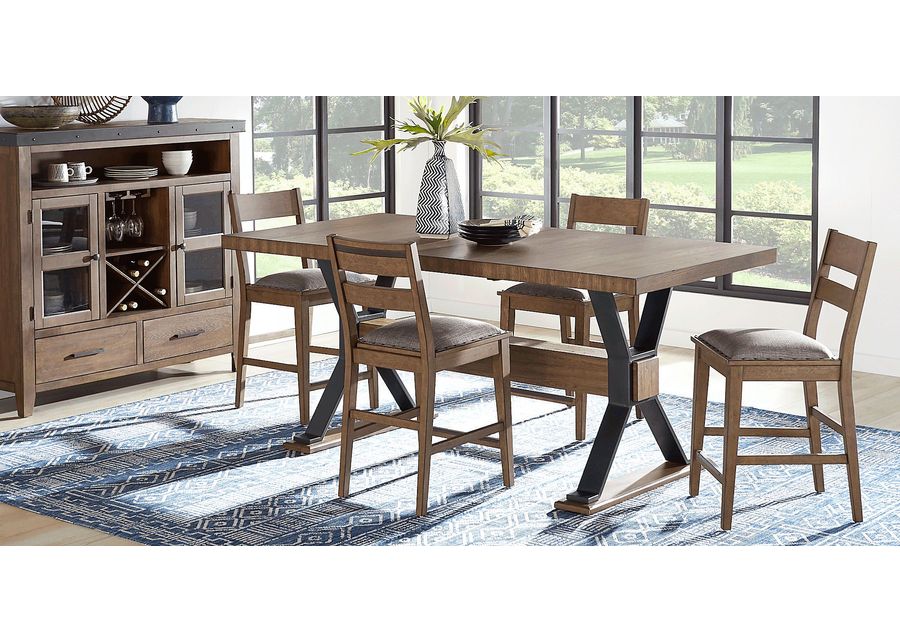 Hazelnut Woods 5 Pc Brown Counter Height Dining Room with Ladder Back Stools