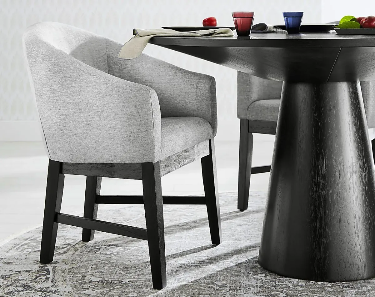 Kendall Black 5 Pc 59" Round Dining Room with Gray Arm Chairs
