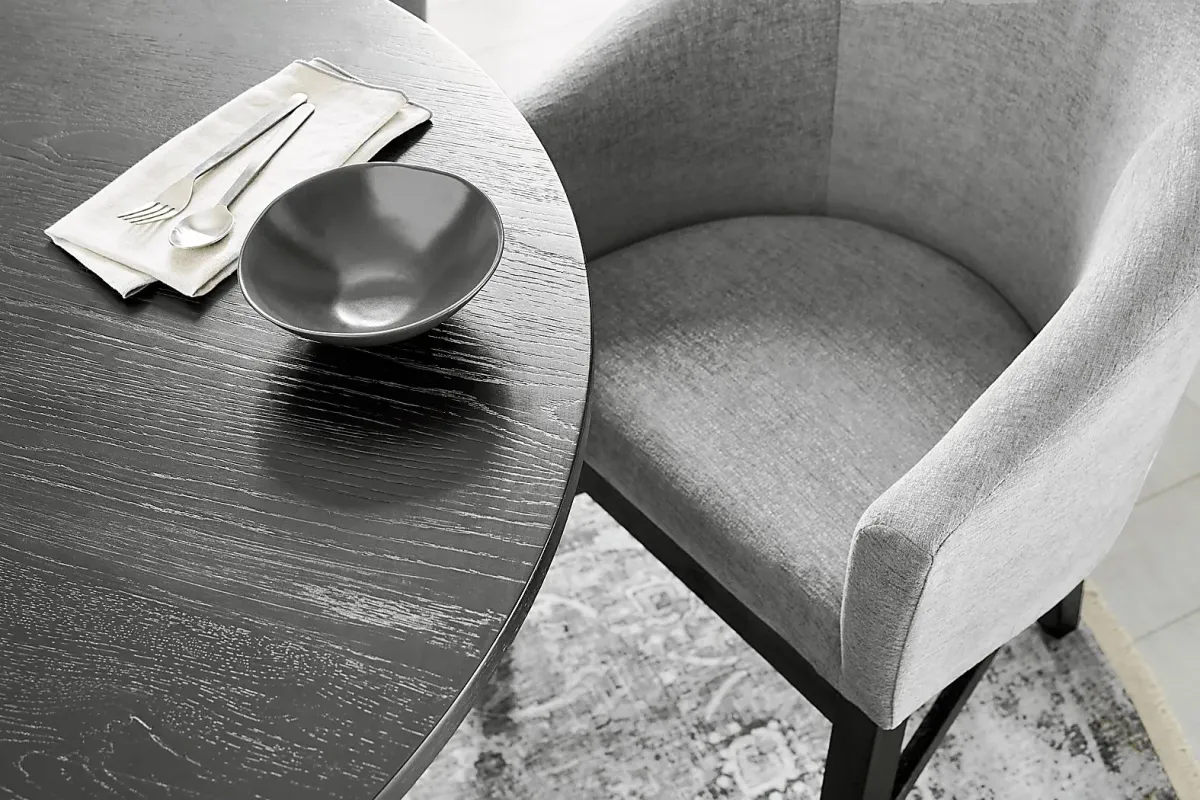 Kendall Black 5 Pc 59" Round Dining Room with Gray Arm Chairs