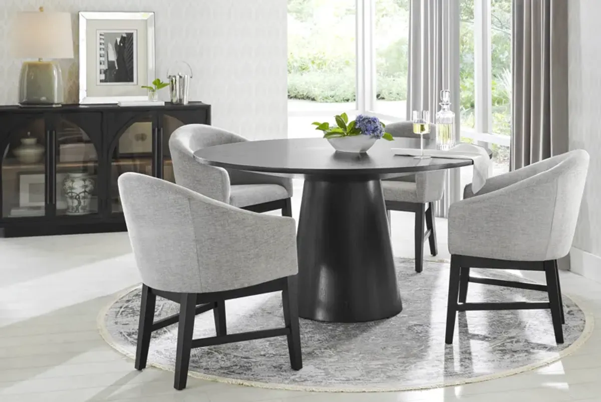 Kendall Black 5 Pc 59" Round Dining Room with Gray Arm Chairs