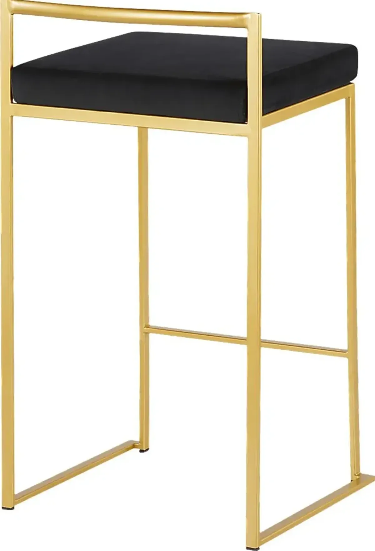 Sora Black Plush Gold Metal Counter Height Stool, Set of 2