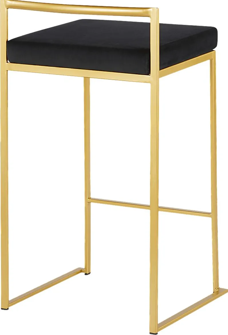 Sora Black Plush Gold Metal Counter Height Stool, Set of 2