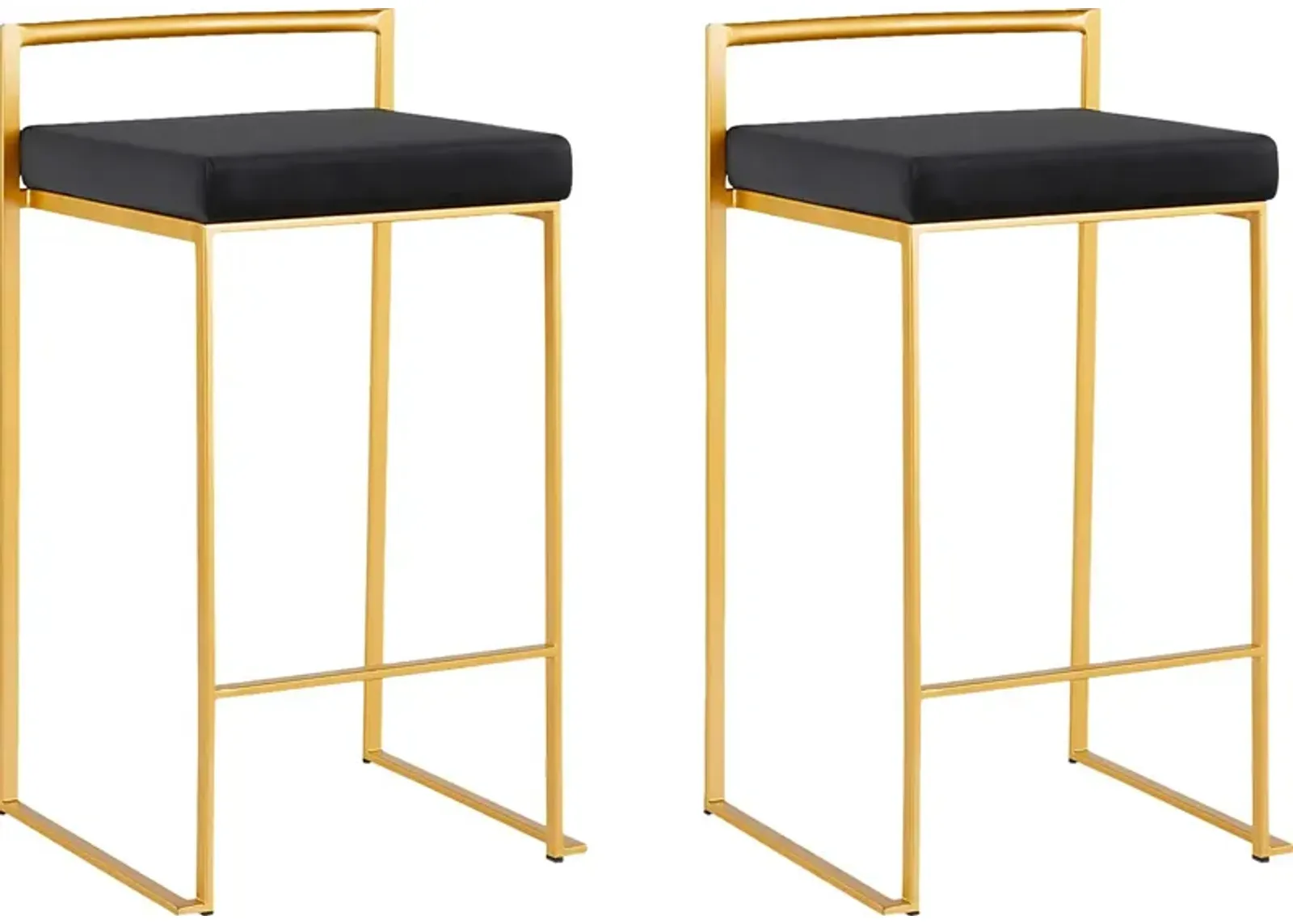 Sora Black Plush Gold Metal Counter Height Stool, Set of 2