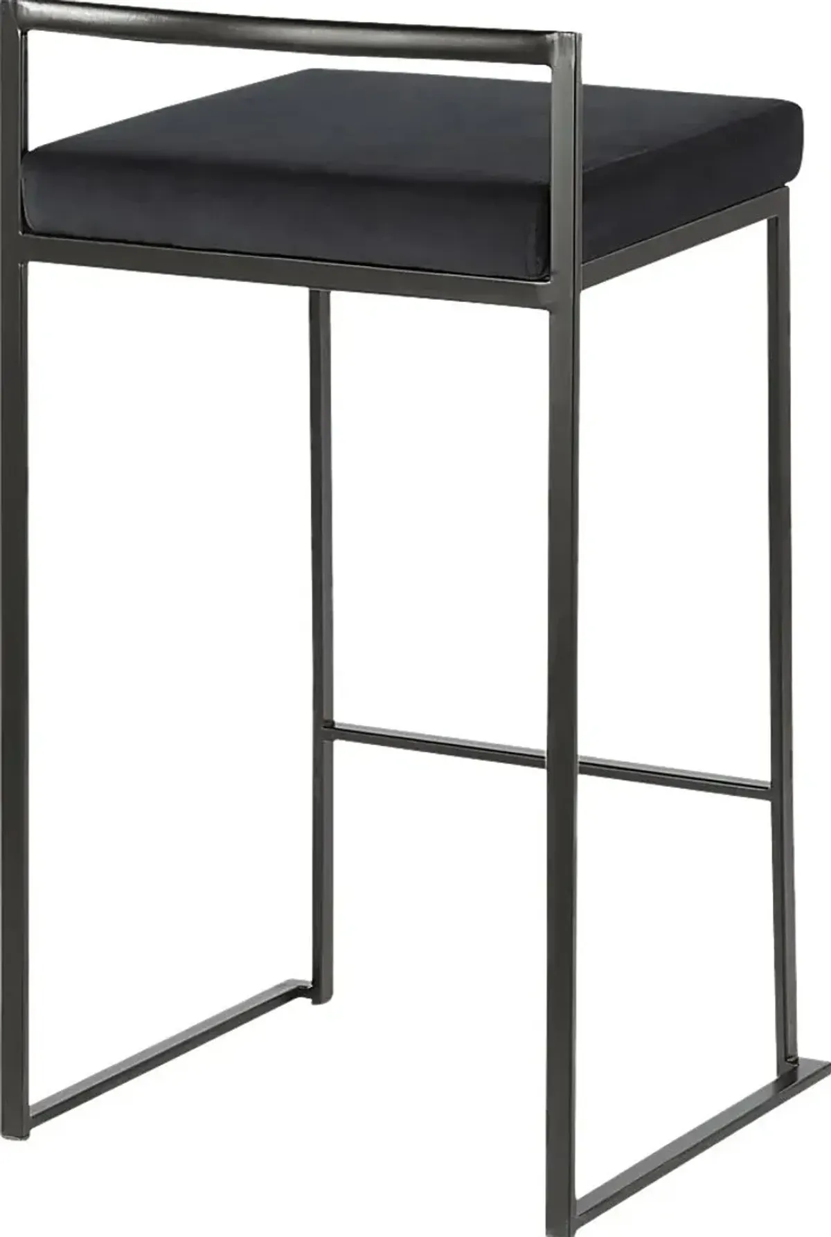 Sora Black Plush Black Metal Counter Height Stool, Set of 2