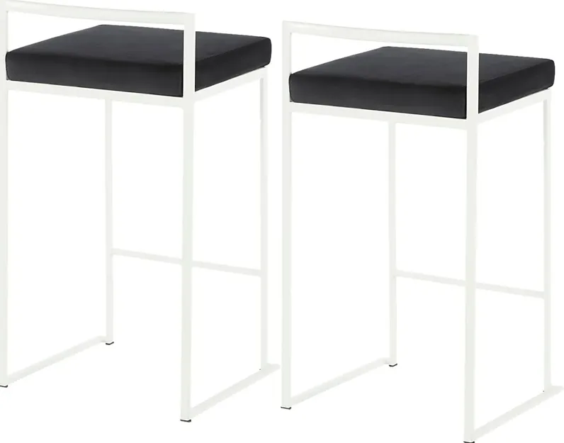 Sora Black Plush White Metal Counter Height Stool, Set of 2