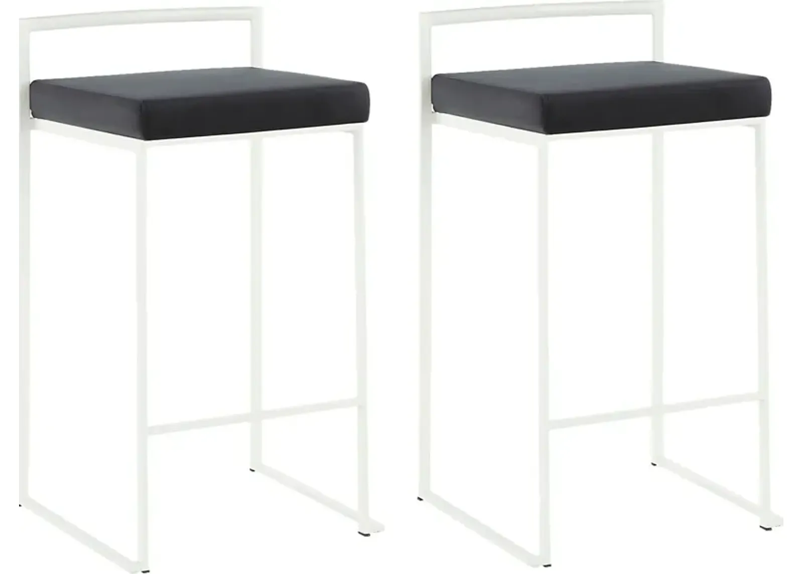 Sora Black Plush White Metal Counter Height Stool, Set of 2