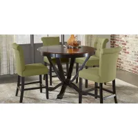 Orland Park Black 5 Pc Counter Height Dining Set with Green Stools