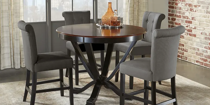 Orland Park Black 5 Pc Counter Height Dining Set with Gray Stools