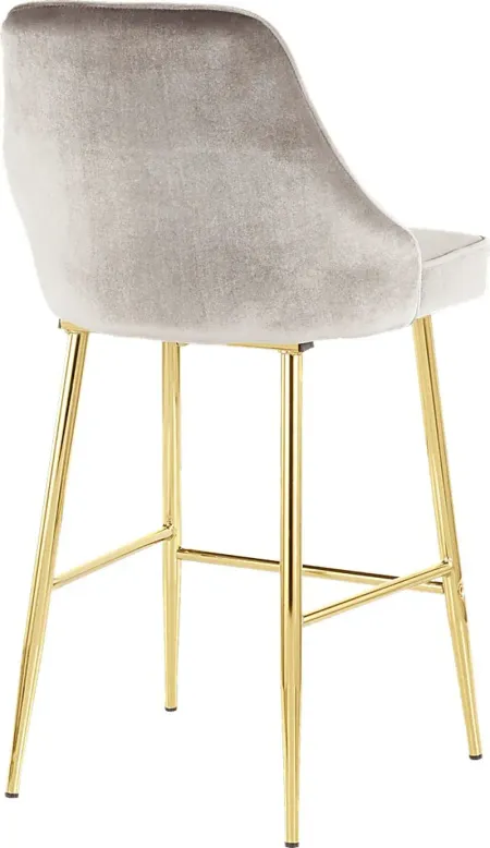 Mairie Silver Plush Gold Metal Counter Height Stool, Set of 2