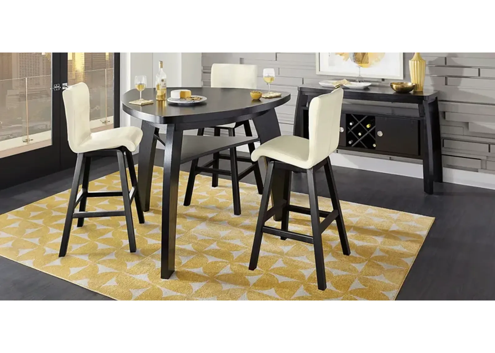 Cider Creek Chocolate 4 Pc Bar Height Dining Room With Vanilla Stools