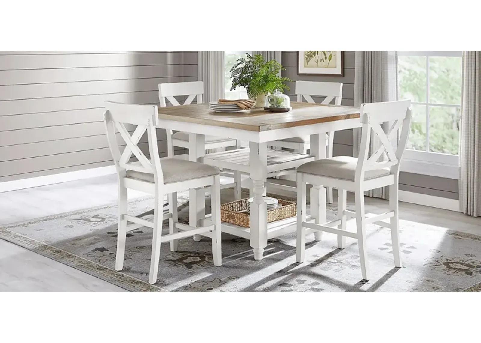 Spring Cottage White 5 Pc Counter Height Dining Set