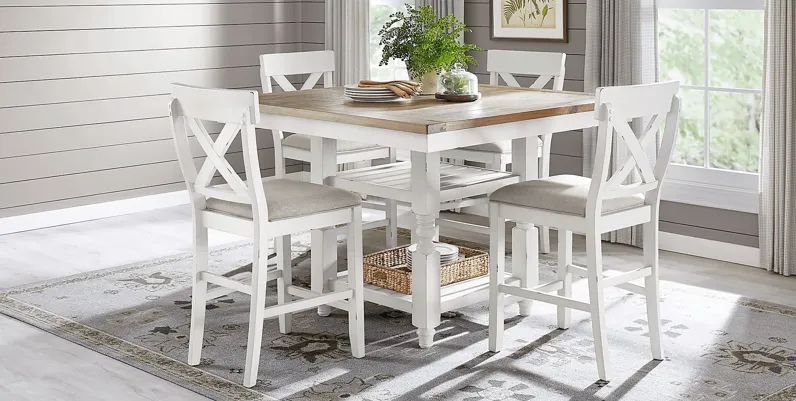 Spring Cottage White 5 Pc Counter Height Dining Set