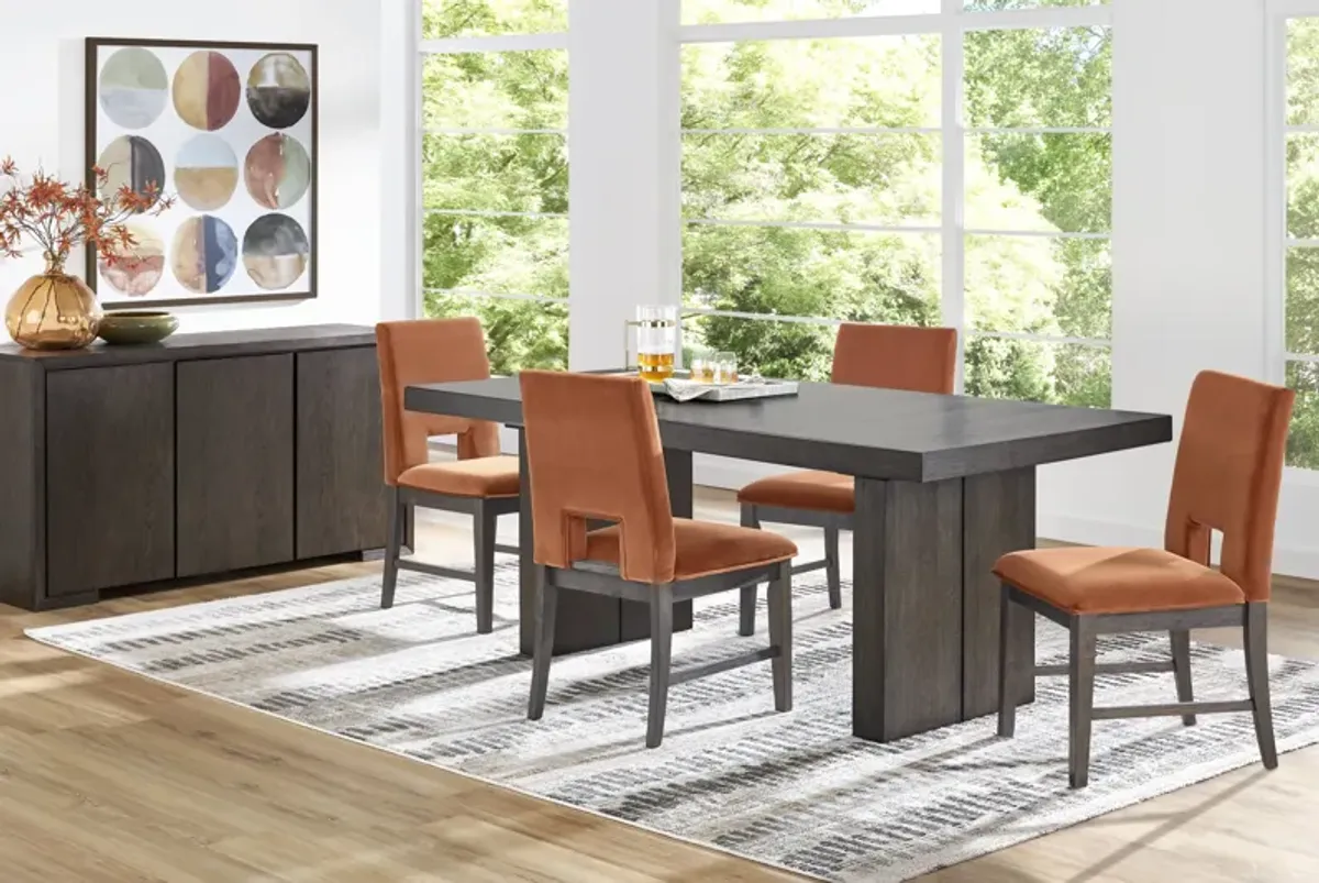 Angelica Brown 6 Pc Dining Room with Orange Side Chairs