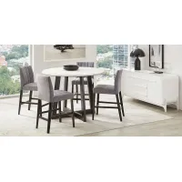 Jarvis White 5 Pc Counter Height Dining Room with Gray Side Chairs