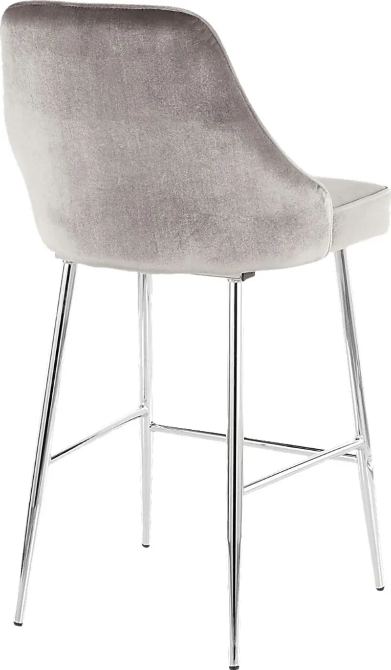 Mairie Silver Plush Counter Height Stool, Set of 2