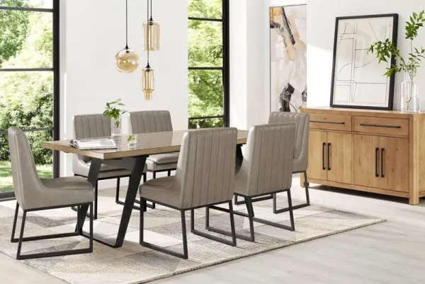 Grand Falls Brown 7 Pc Dining Room with Trenton Silver Side Chairs