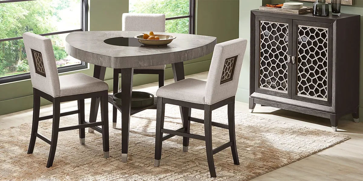 Rosalie Gray 5 Pc Counter Height Dining Room with Gray Stools