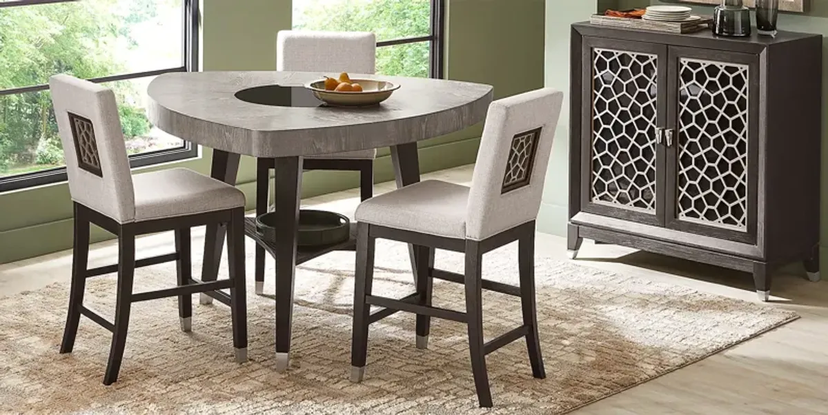 Rosalie Gray 5 Pc Counter Height Dining Room with Gray Stools