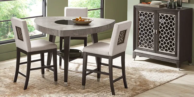 Rosalie Gray 5 Pc Counter Height Dining Room with Gray Stools