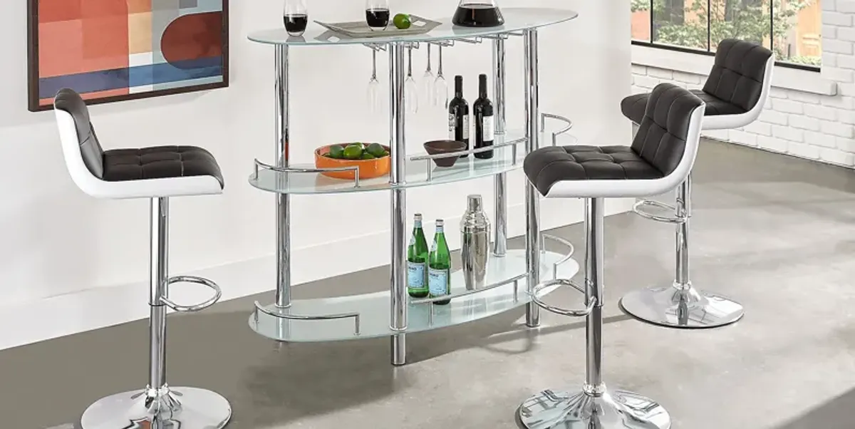 Searcy Platinum 3 Pc Bar Set with Black Stools