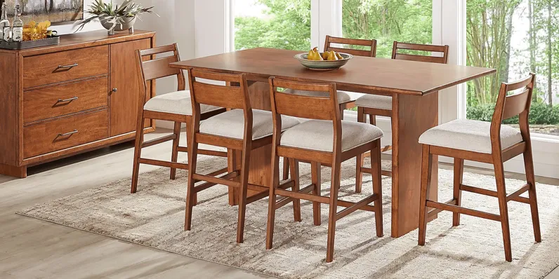 Surrey Ellis Brown 5 Pc Counter Height Dining Room with Panel Back Chairs