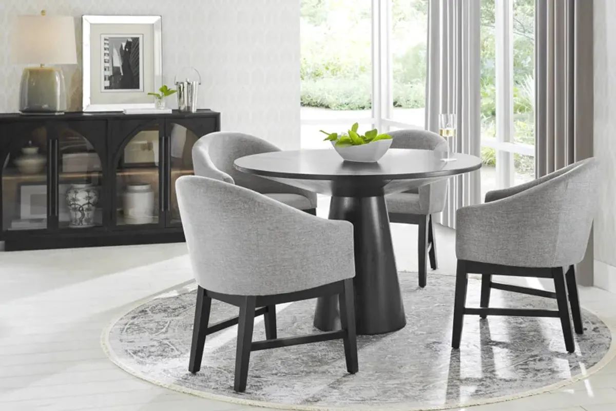 Kendall Black 5 Pc 48" Round Dining Room with Gray Arm Chairs