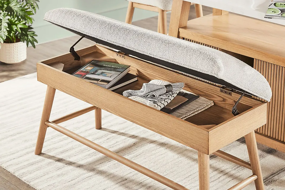 Viola Natural Counter Height Storage Bench