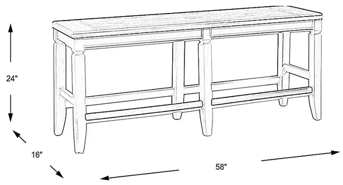 Country Lane Antique White Counter Height Bench