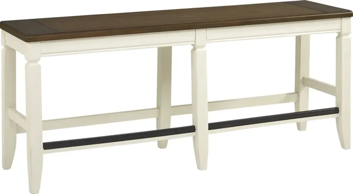 Country Lane Antique White Counter Height Bench