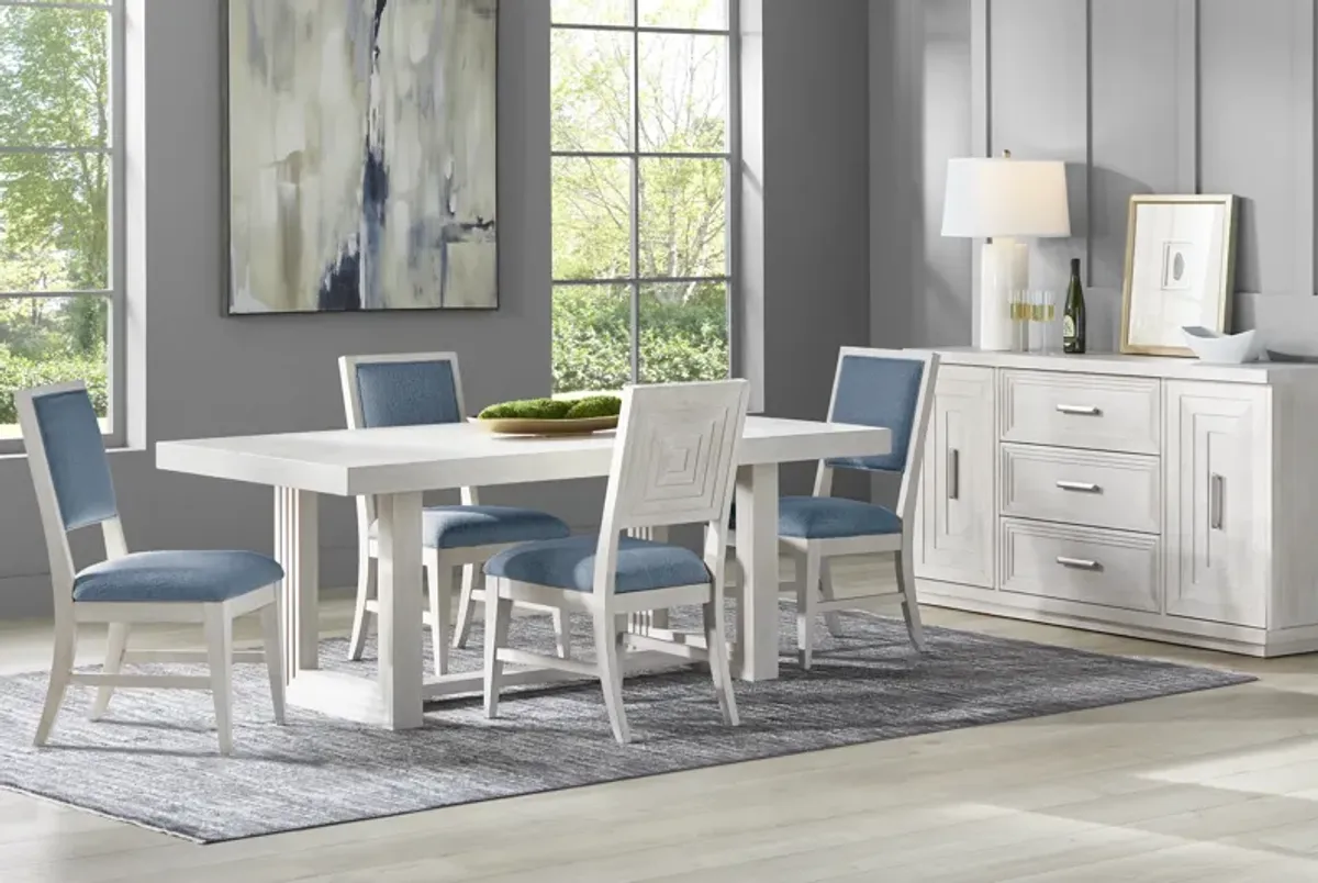 Royal Park Ivory 5 Pc Dining Room with Blue Chairs