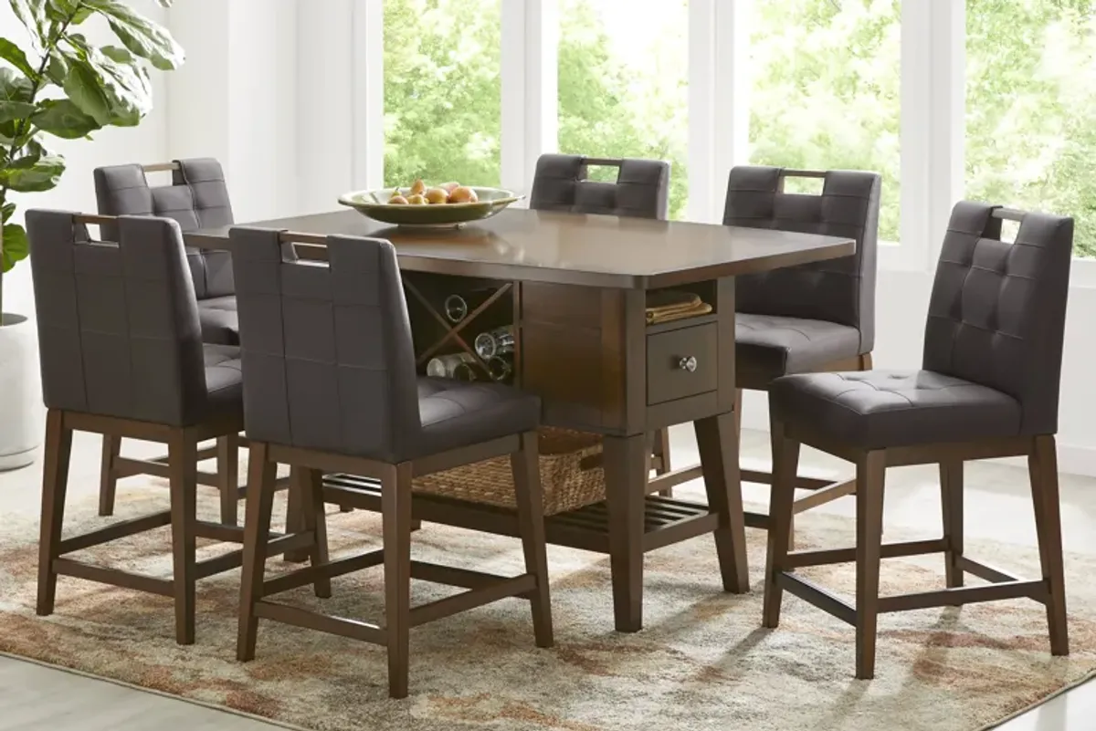 Walstead Place Brown 5 Pc Counter Height Dining Room with Brown Barstools