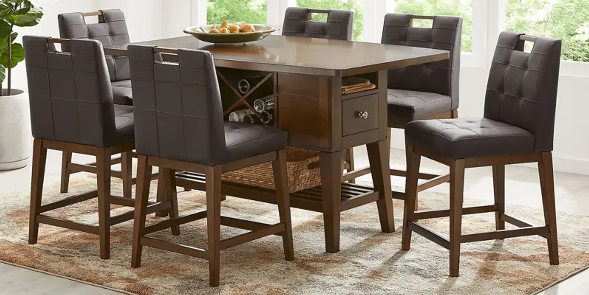 Walstead Place Brown 5 Pc Counter Height Dining Room with Brown Barstools