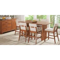 Surrey Ellis Brown 5 Pc Counter Height Dining Room with Upholstered Chairs