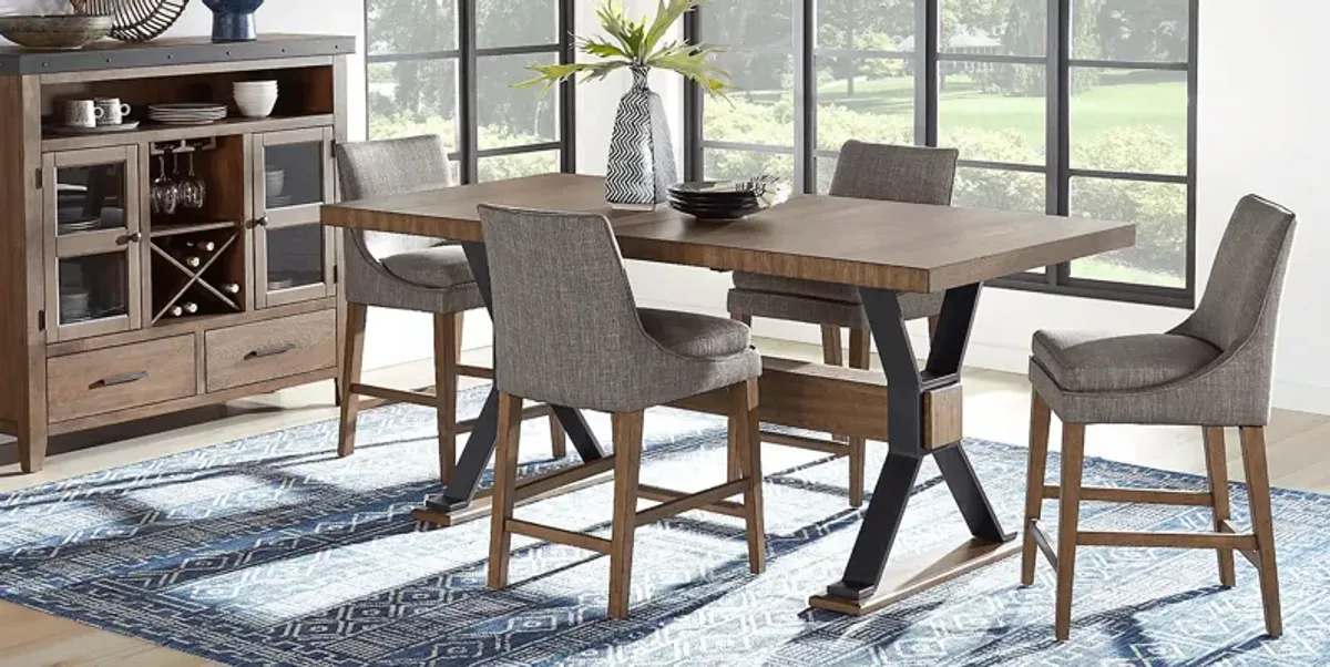 Hazelnut Woods 5 Pc Brown Counter Height Dining Room with Upholstered Stools