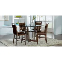Ciara Espresso 5 Pc 54"" Round Counter Height Dining Set with Brown Stools
